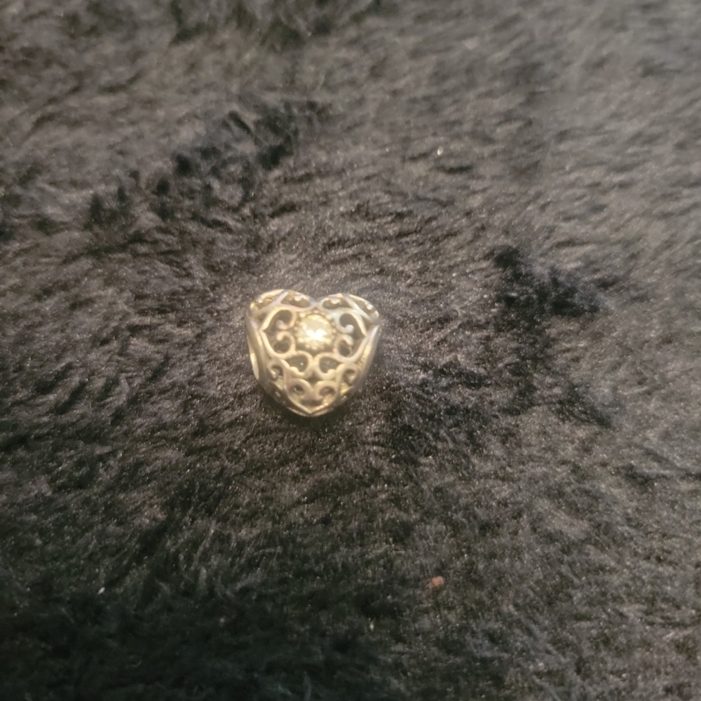 Silver Heart Charm with clear stone